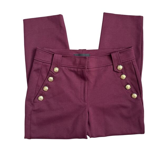 White House Black Market Jolie Button Straight Luxe Stretch Pants Port Size 12 - Picture 6 of 11